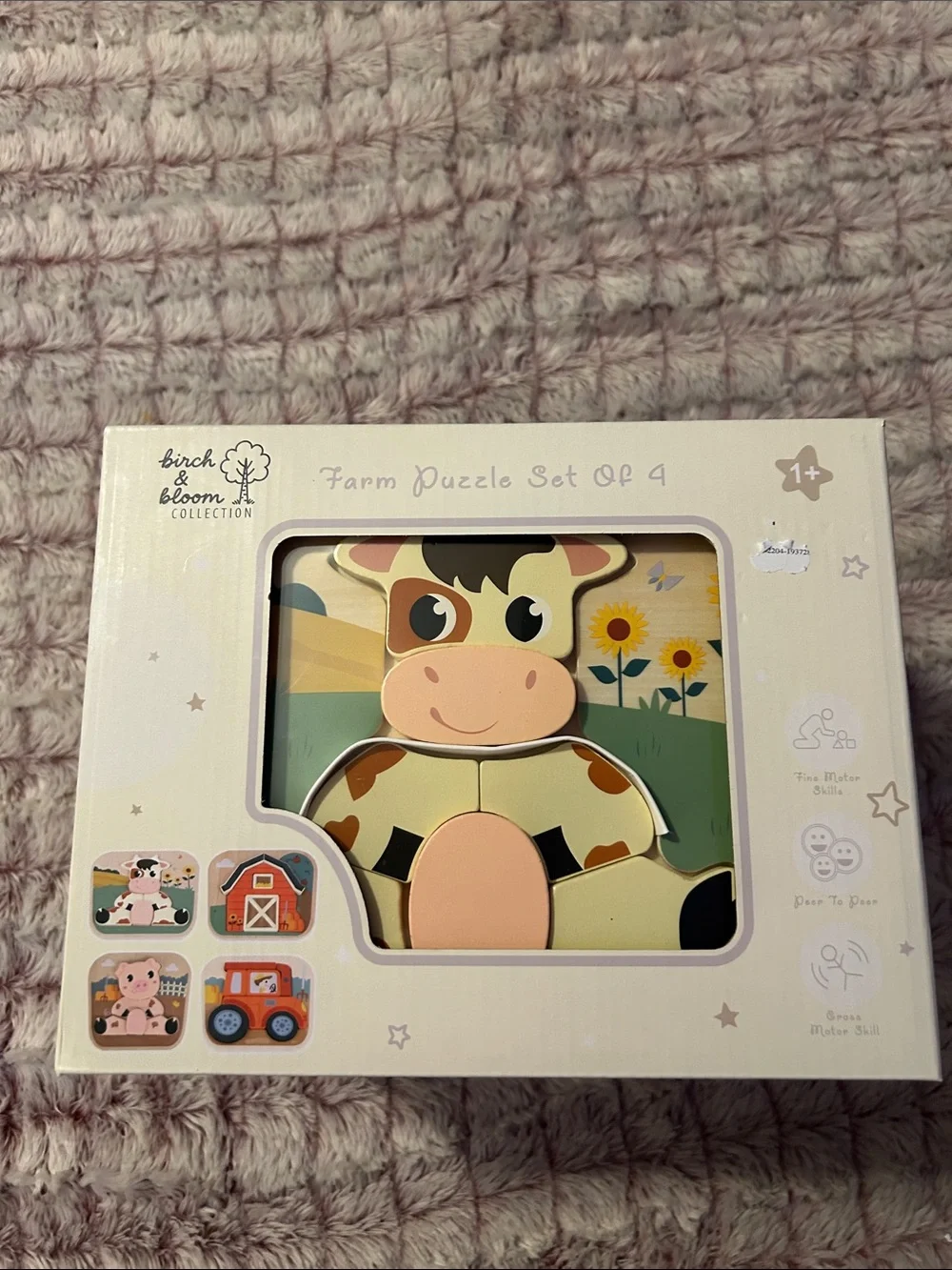 Birch & Bloom Collection wooden Farm Puzzle Set of 4 - Kids Toys new